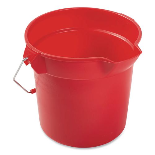 Image of Rubbermaid® Commercial FG296300RED BRUTE Round Utility Pail, 10 qt, Plastic, Red, 10.5" dia