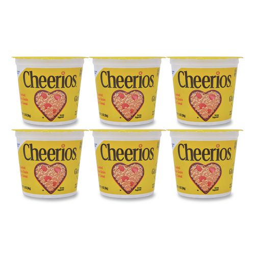 Image of General Mills GEM13896 Cheerios Breakfast Cereal, Single-Serve 1.3 Oz Cup, 6/pack