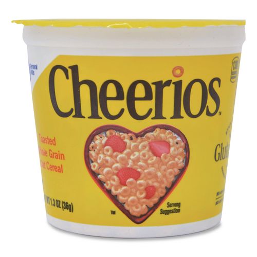 Image of General Mills GEM13896 Cheerios Breakfast Cereal, Single-Serve 1.3 Oz Cup, 6/pack