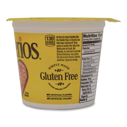 Image of General Mills GEM13896 Cheerios Breakfast Cereal, Single-Serve 1.3 Oz Cup, 6/pack
