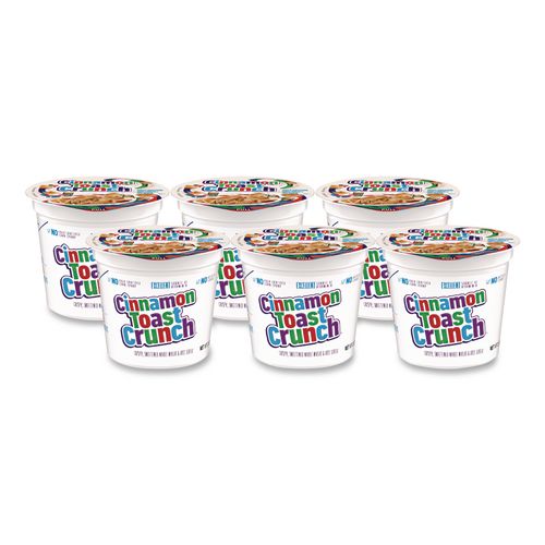 Image of General Mills GEM13897 Cinnamon Toast Crunch Cereal, Single-Serve 2 oz Cup, 6/Box