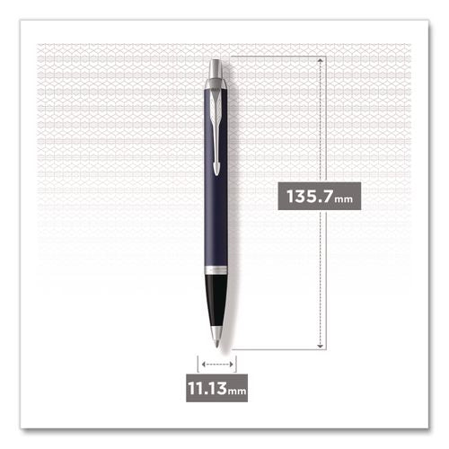 Image of Parker® 1975554 IM Ballpoint Pen, Retractable, Medium 0.7 mm, Blue Ink, Black/Chrome Barrel