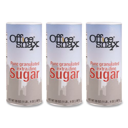 Image of Office Snax® OFX00019G Sugar Canister, 20 oz Reclosable Canister, 3/Pack