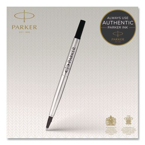 Image of Parker® 1950325 Quink Refill for Parker Rollerball Pen, Medium Tip, Black Ink, 2/Pack