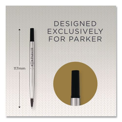 Image of Parker® 1950325 Quink Refill for Parker Rollerball Pen, Medium Tip, Black Ink, 2/Pack