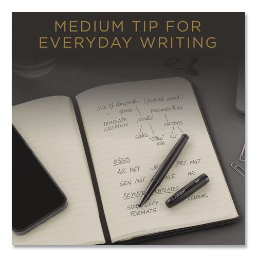 Image of Parker® 1950325 Quink Refill for Parker Rollerball Pen, Medium Tip, Black Ink, 2/Pack