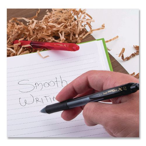 Image of Pentel® BL107BPS5A EnerGel-X Gel Pen, Retractable, Medium 0.7 mm, Black Ink, Smoke/Black Barrel, 5/Pack