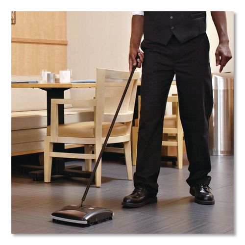 Image of Rubbermaid® Commercial FG421288BLA Floor And Carpet Sweeper, 44" Handle, Black/gray