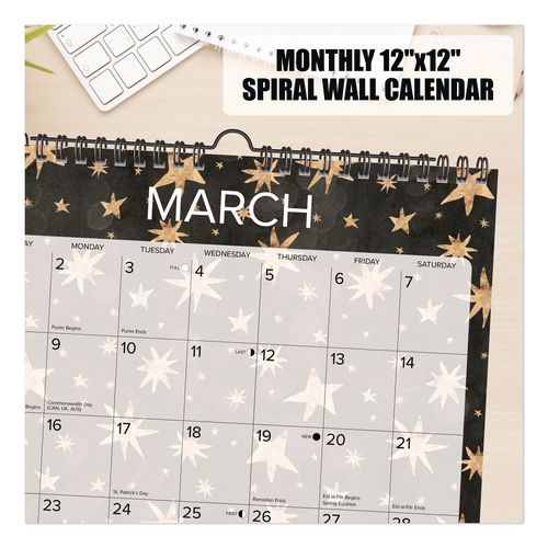 Image of Willow Creek Press 54758 Starry Night 2026 Spiral Wall Calendar, Starry Night Artwork, 12 x 12, Multicolor Sheets, 12-Month (Jan to Dec)