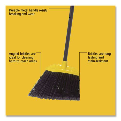 Image of Rubbermaid® Commercial FG638906BLA Jumbo Smooth Sweep Angled Broom, 46" Length, Black/Yellow, 6/Carton