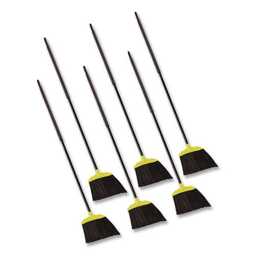 Image of Rubbermaid® Commercial FG638906BLA Jumbo Smooth Sweep Angled Broom, 46" Length, Black/Yellow, 6/Carton