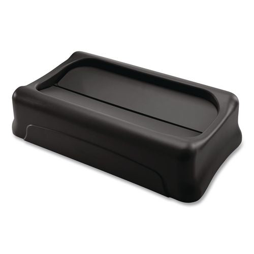 Image of Rubbermaid® Commercial FG267360BLA Swing Top Lid for Slim Jim Waste Containers, 11.38w x 20.5d x 5h, Black