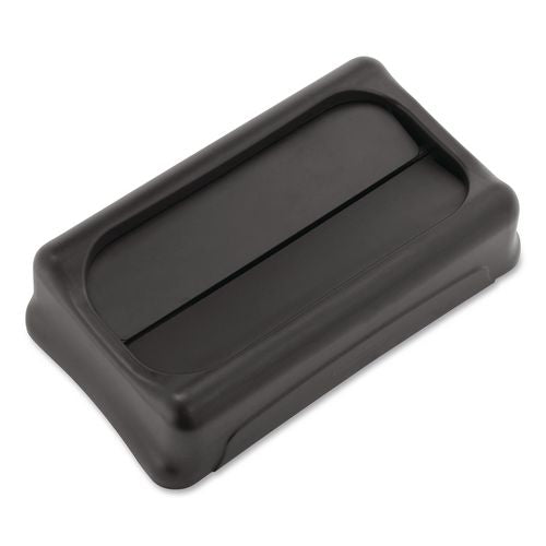 Image of Rubbermaid® Commercial FG267360BLA Swing Top Lid for Slim Jim Waste Containers, 11.38w x 20.5d x 5h, Black