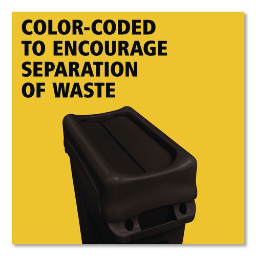 Image of Rubbermaid® Commercial FG267360BLA Swing Top Lid for Slim Jim Waste Containers, 11.38w x 20.5d x 5h, Black