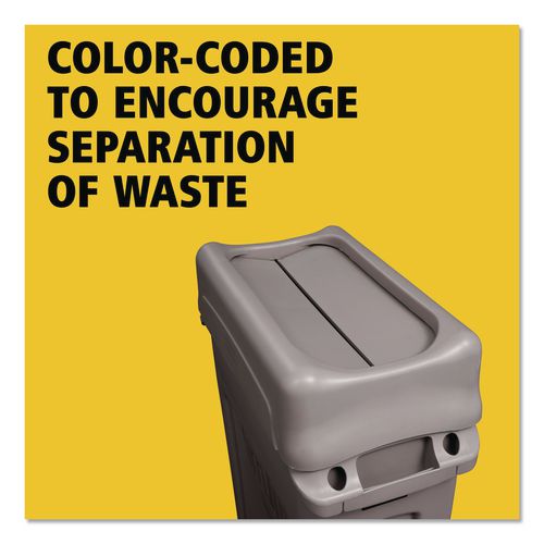 Image of Rubbermaid® Commercial FG267360GRAY Swing Lid For Slim Jim Waste Container, Gray
