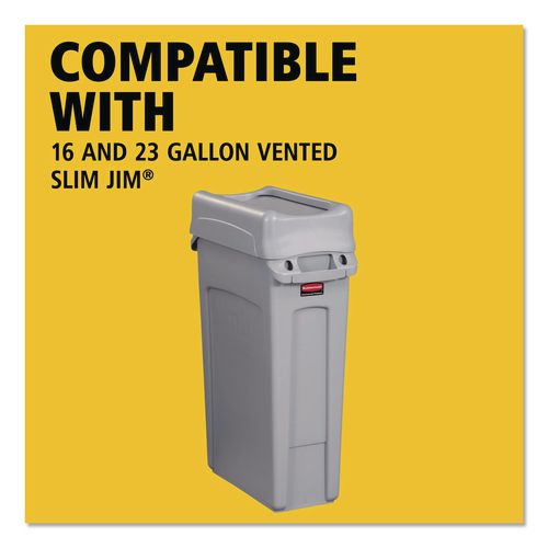 Image of Rubbermaid® Commercial FG267360GRAY Swing Lid For Slim Jim Waste Container, Gray