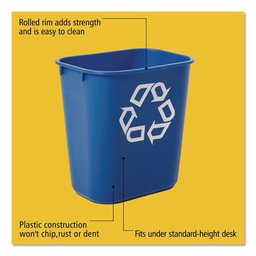 Image of Rubbermaid® Commercial FG295573BLUE Deskside Recycling Container, Small, 13.63 qt, Plastic, Blue