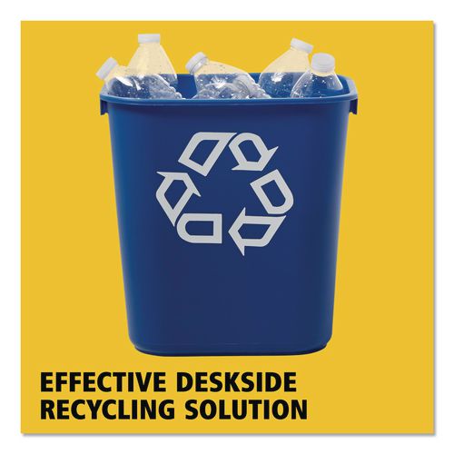 Image of Rubbermaid® Commercial FG295573BLUE Deskside Recycling Container, Small, 13.63 qt, Plastic, Blue