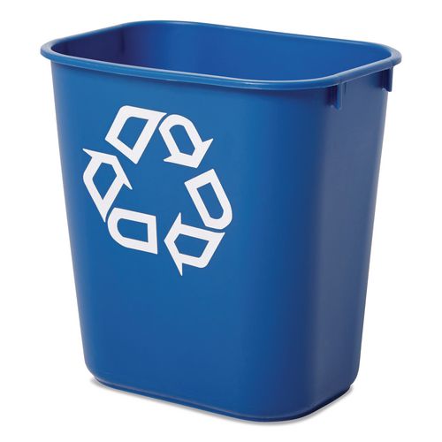 Image of Rubbermaid® Commercial FG295573BLUE Deskside Recycling Container, Small, 13.63 qt, Plastic, Blue