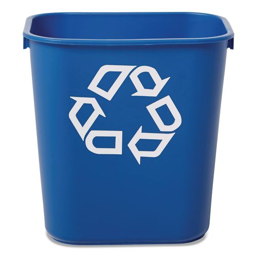 Image of Rubbermaid® Commercial FG295573BLUE Deskside Recycling Container, Small, 13.63 qt, Plastic, Blue