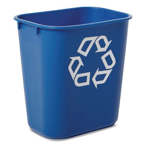 Image of Rubbermaid® Commercial FG295573BLUE Deskside Recycling Container, Small, 13.63 qt, Plastic, Blue