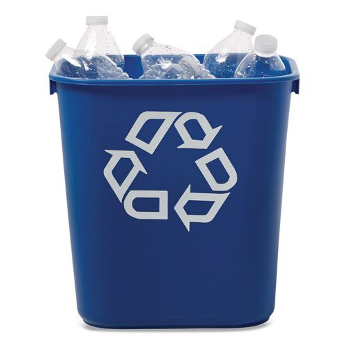Image of Rubbermaid® Commercial FG295573BLUE Deskside Recycling Container, Small, 13.63 qt, Plastic, Blue