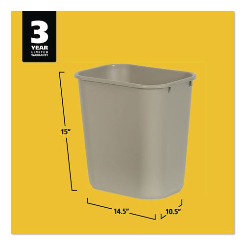 Image of Rubbermaid® Commercial FG295600BEIG Deskside Plastic Wastebasket, 7 gal, Plastic, Beige