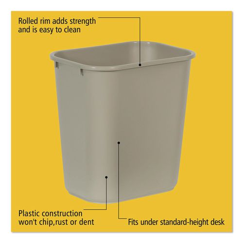 Image of Rubbermaid® Commercial FG295600BEIG Deskside Plastic Wastebasket, 7 gal, Plastic, Beige