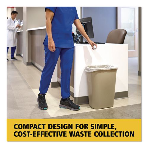 Image of Rubbermaid® Commercial FG295600BEIG Deskside Plastic Wastebasket, 7 gal, Plastic, Beige