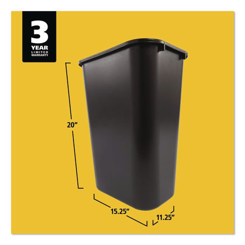 Image of Rubbermaid® Commercial FG295700BLA Deskside Plastic Wastebasket, 10.25 gal, Plastic, Black