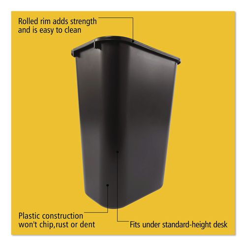 Image of Rubbermaid® Commercial FG295700BLA Deskside Plastic Wastebasket, 10.25 gal, Plastic, Black