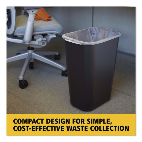 Image of Rubbermaid® Commercial FG295700BLA Deskside Plastic Wastebasket, 10.25 gal, Plastic, Black