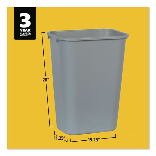 Image of Rubbermaid® Commercial FG295700GRAY Deskside Plastic Wastebasket, 10.25 gal, Plastic, Gray