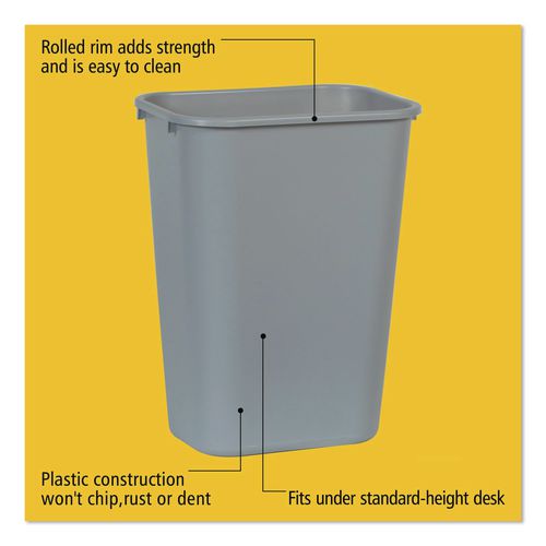 Image of Rubbermaid® Commercial FG295700GRAY Deskside Plastic Wastebasket, 10.25 gal, Plastic, Gray