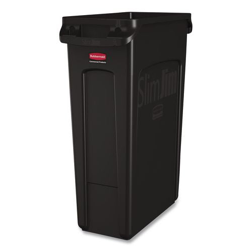 Image of Rubbermaid® Commercial FG354060BLA Slim Jim with Venting Channels, 23 gal, Plastic, Black