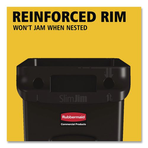 Image of Rubbermaid® Commercial FG354060BLA Slim Jim with Venting Channels, 23 gal, Plastic, Black