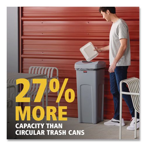 Image of Rubbermaid® Commercial 2143862 Universal Square Trash Can with Swing Lid, 23 gal, Plastic, Gray