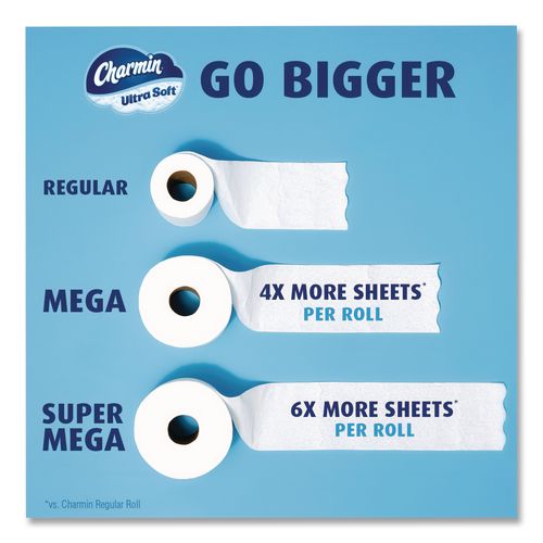 Image of Charmin® 80841801 Ultra Soft Bathroom Tissue, Mega Roll, Septic Safe, 2-Ply, White, 208 Sheets/Roll, 12 Rolls/Pack
