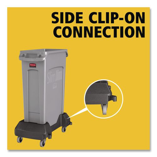 Image of Rubbermaid® Commercial 1980602 Slim Jim Resin Trainable Dolly, 120 lb Capacity, 23.86 x 14.71 x 8.36, Black