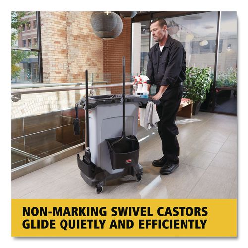 Image of Rubbermaid® Commercial 1980602 Slim Jim Resin Trainable Dolly, 120 lb Capacity, 23.86 x 14.71 x 8.36, Black