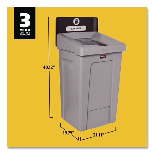 Image of Rubbermaid® Commercial 2171554 Slim Jim Recycling Station 1-Stream, Landfill Recycling Station, 33 gal, Resin, Gray