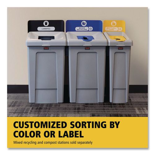 Image of Rubbermaid® Commercial 2171554 Slim Jim Recycling Station 1-Stream, Landfill Recycling Station, 33 gal, Resin, Gray