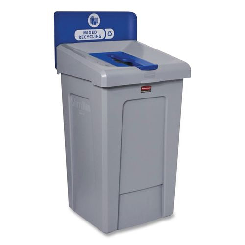 Image of Rubbermaid® Commercial 2171557 Slim Jim Recycling Station 1-Stream, Mixed Recycling Station, 33 gal, Resin, Gray