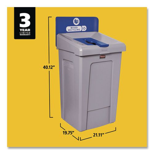 Image of Rubbermaid® Commercial 2171557 Slim Jim Recycling Station 1-Stream, Mixed Recycling Station, 33 gal, Resin, Gray