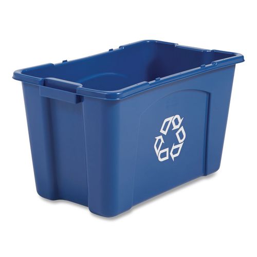 Image of Rubbermaid® Commercial FG571873BLUE Stacking Recycle Bin, 18 gal, Polyethylene, Blue