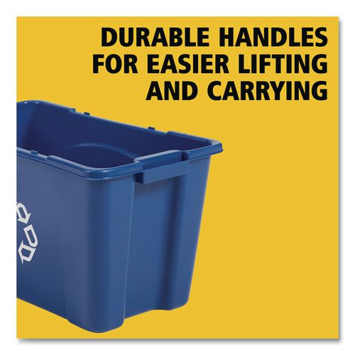 Image of Rubbermaid® Commercial FG571873BLUE Stacking Recycle Bin, 18 gal, Polyethylene, Blue