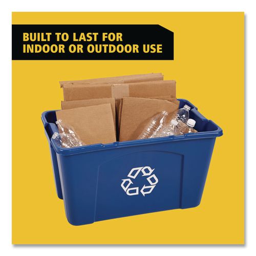 Image of Rubbermaid® Commercial FG571873BLUE Stacking Recycle Bin, 18 gal, Polyethylene, Blue