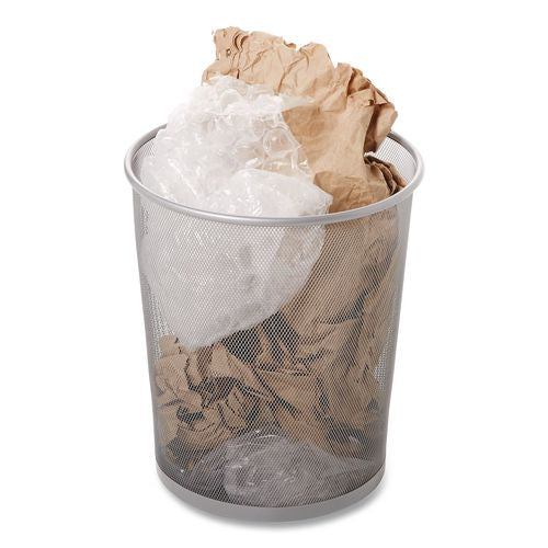 Image of Rubbermaid® Commercial FGWMB20SLV Steel Mesh Wastebasket, 5 gal, Steel Mesh,  Silver