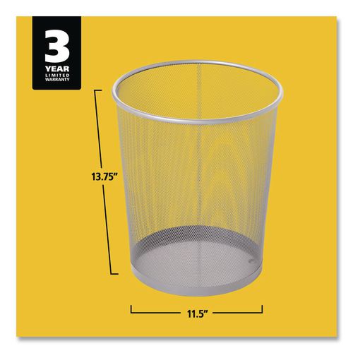 Image of Rubbermaid® Commercial FGWMB20SLV Steel Mesh Wastebasket, 5 gal, Steel Mesh,  Silver