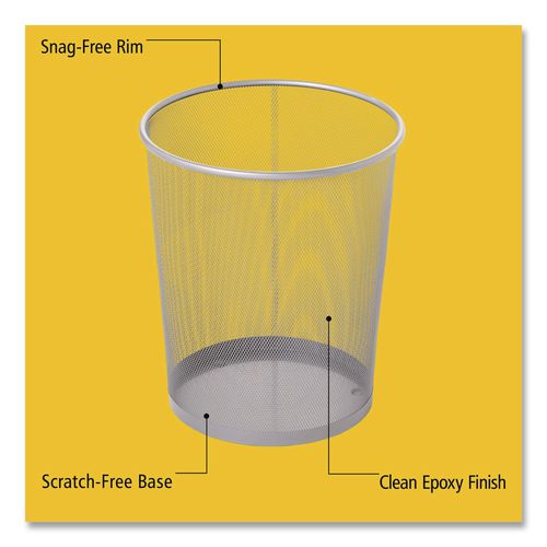 Image of Rubbermaid® Commercial FGWMB20SLV Steel Mesh Wastebasket, 5 gal, Steel Mesh,  Silver